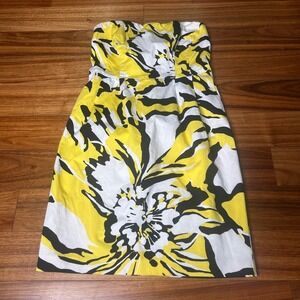 Express Design Studio Yellow‎ Floral Strapless Dress - Size 6